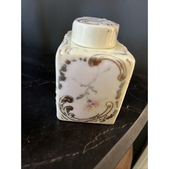 PHL Limoges France Porcelain Powder Box - Pink Flowers Gold Swirl Crown Mark As - Picture 6 of 12